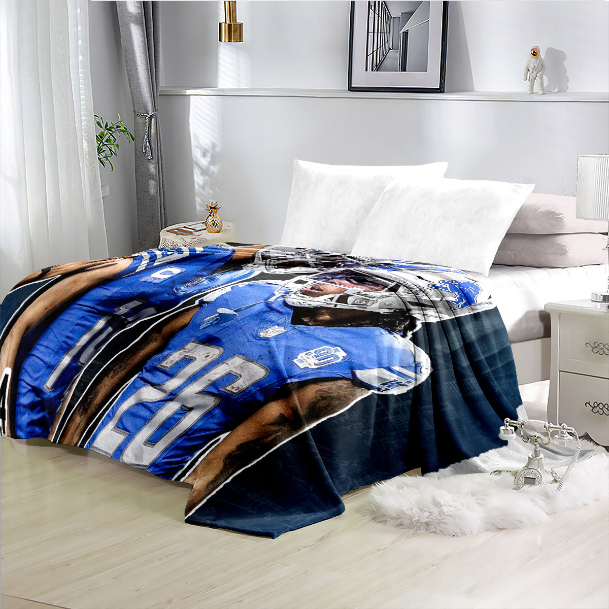 Detroit Lions Football Team Flannel Fleece Throw Blanket