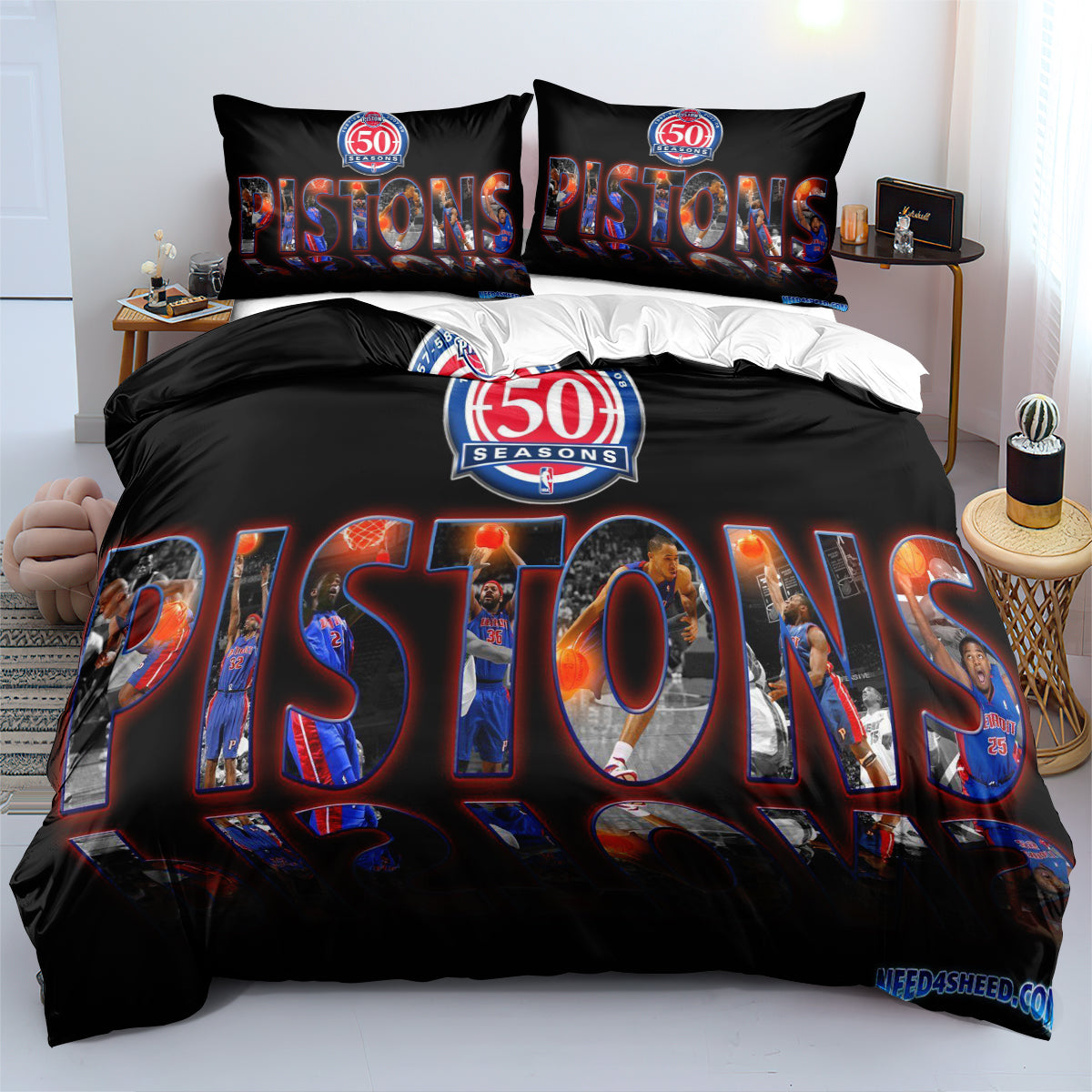Detroit Pistons Bedding Set Quilt Cover Without Filler