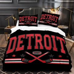 Detroit Red Wings Hockey Duvet Cover Quilt Case Pillowcase Bedding Set Without Filler