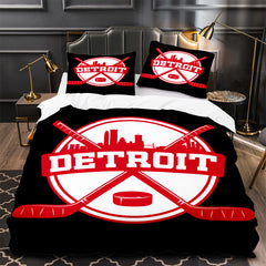 Detroit Red Wings Hockey Duvet Cover Quilt Case Pillowcase Bedding Set Without Filler