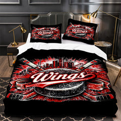 Detroit Red Wings Hockey Duvet Cover Quilt Case Pillowcase Bedding Set Without Filler