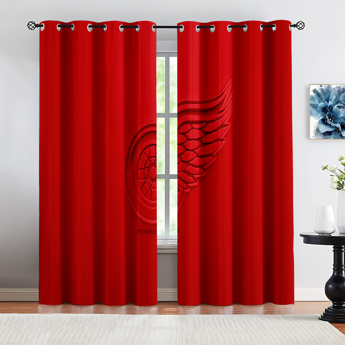 Detroit Red Wings Hockey League Blackout Curtains Drapes For Window Treatment Set