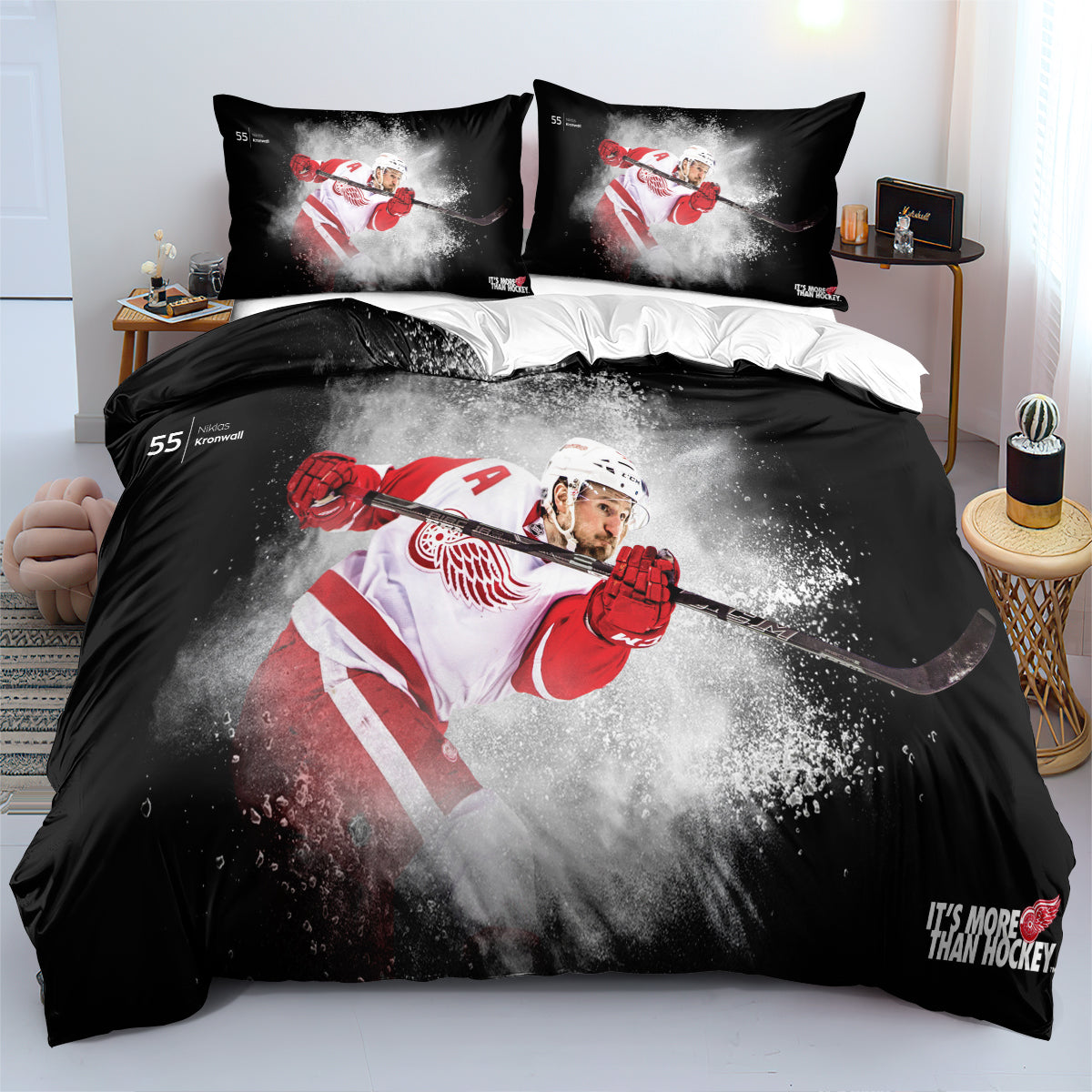 Detroit Red Wings Hockey League Duvet Cover Quilt Case Pillowcases