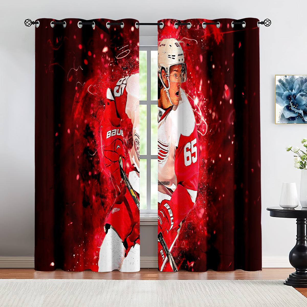 Detroit Red Wings Hockey League Blackout Curtains Drapes For Window Treatment Set