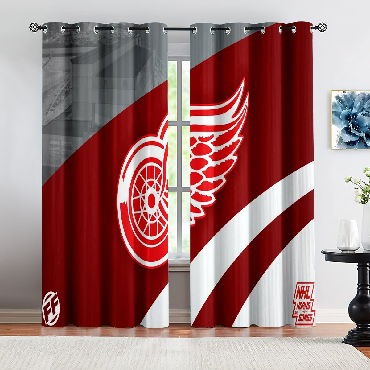 Detroit Red Wings Hockey League Blackout Curtains Drapes For Window Treatment Set