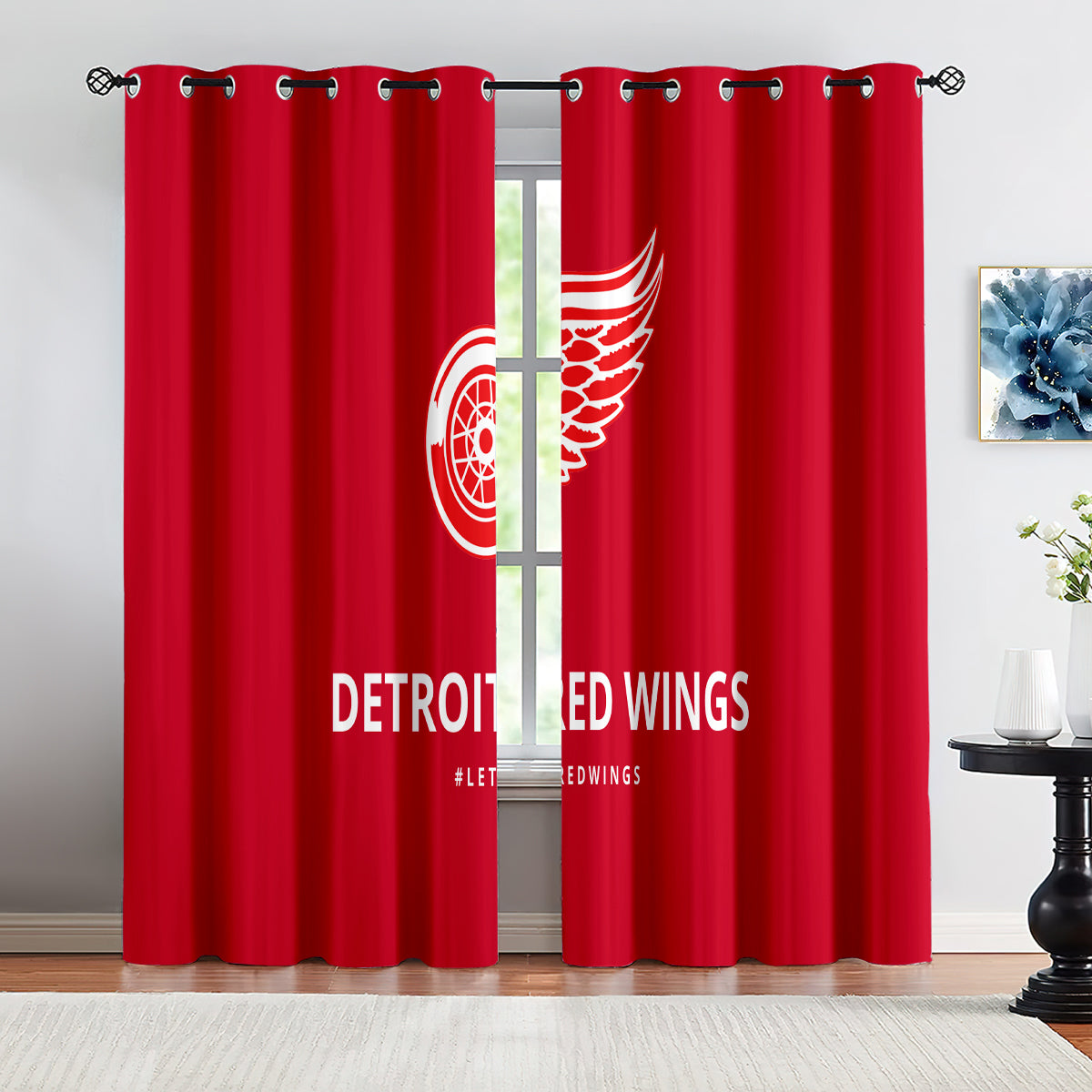 Detroit Red Wings Hockey League Blackout Curtains Drapes For Window Treatment Set