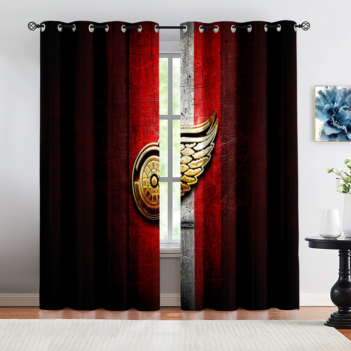 Detroit Red Wings Hockey League Blackout Curtains Drapes For Window Treatment Set