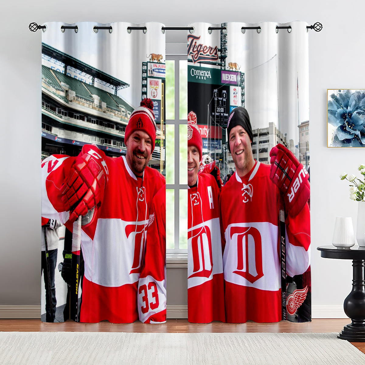 Detroit Red Wings Hockey League Blackout Curtains Drapes For Window Treatment Set