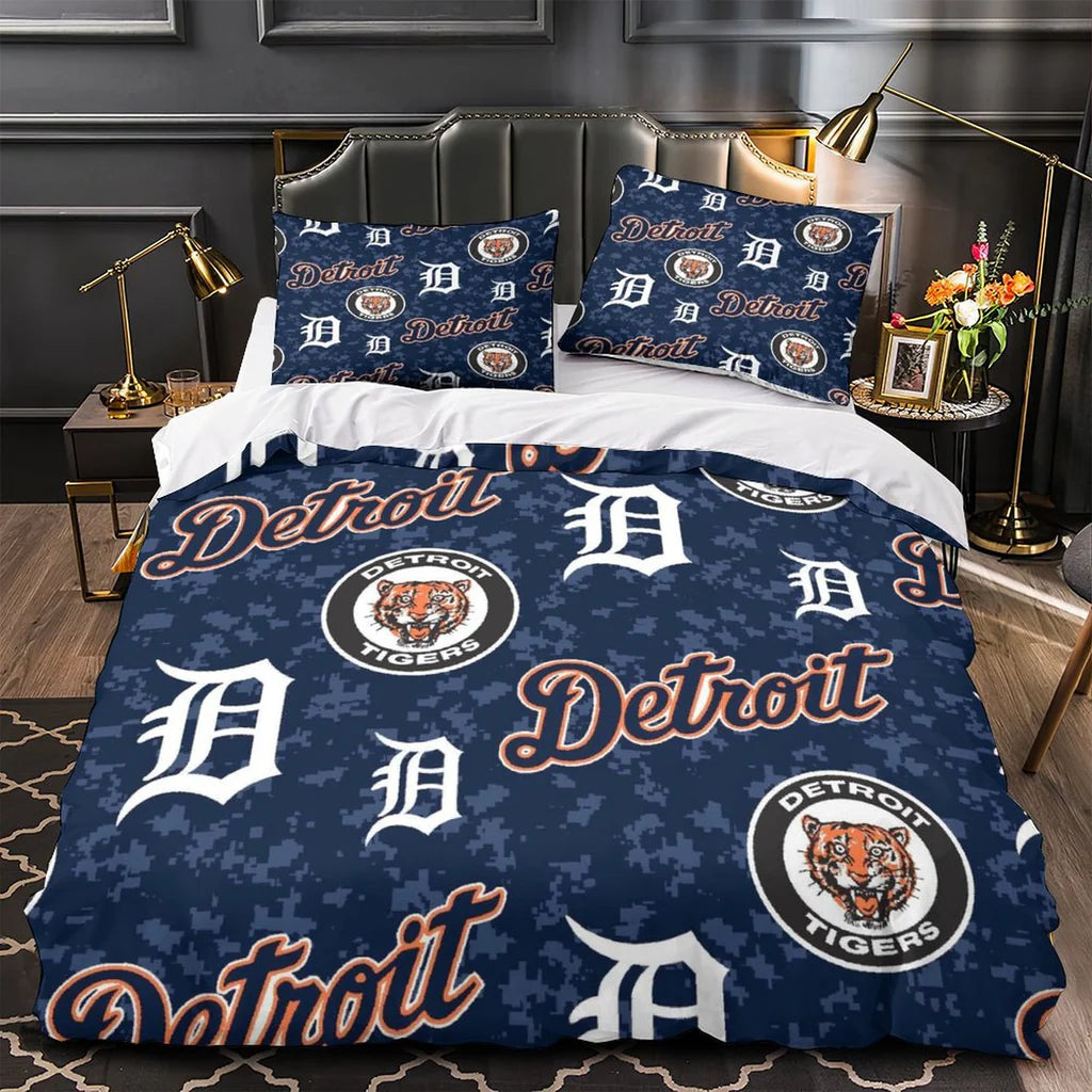Detroit Tigers Duvet Cover Quilt Case Pillowcase Bedding Set Without Filler