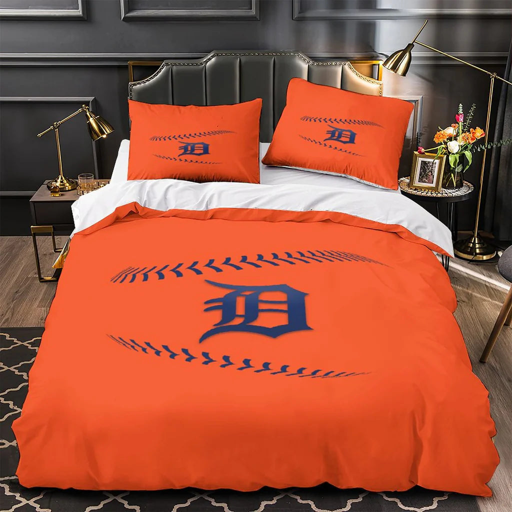 Detroit Tigers Duvet Cover Quilt Case Pillowcase Bedding Set Without Filler