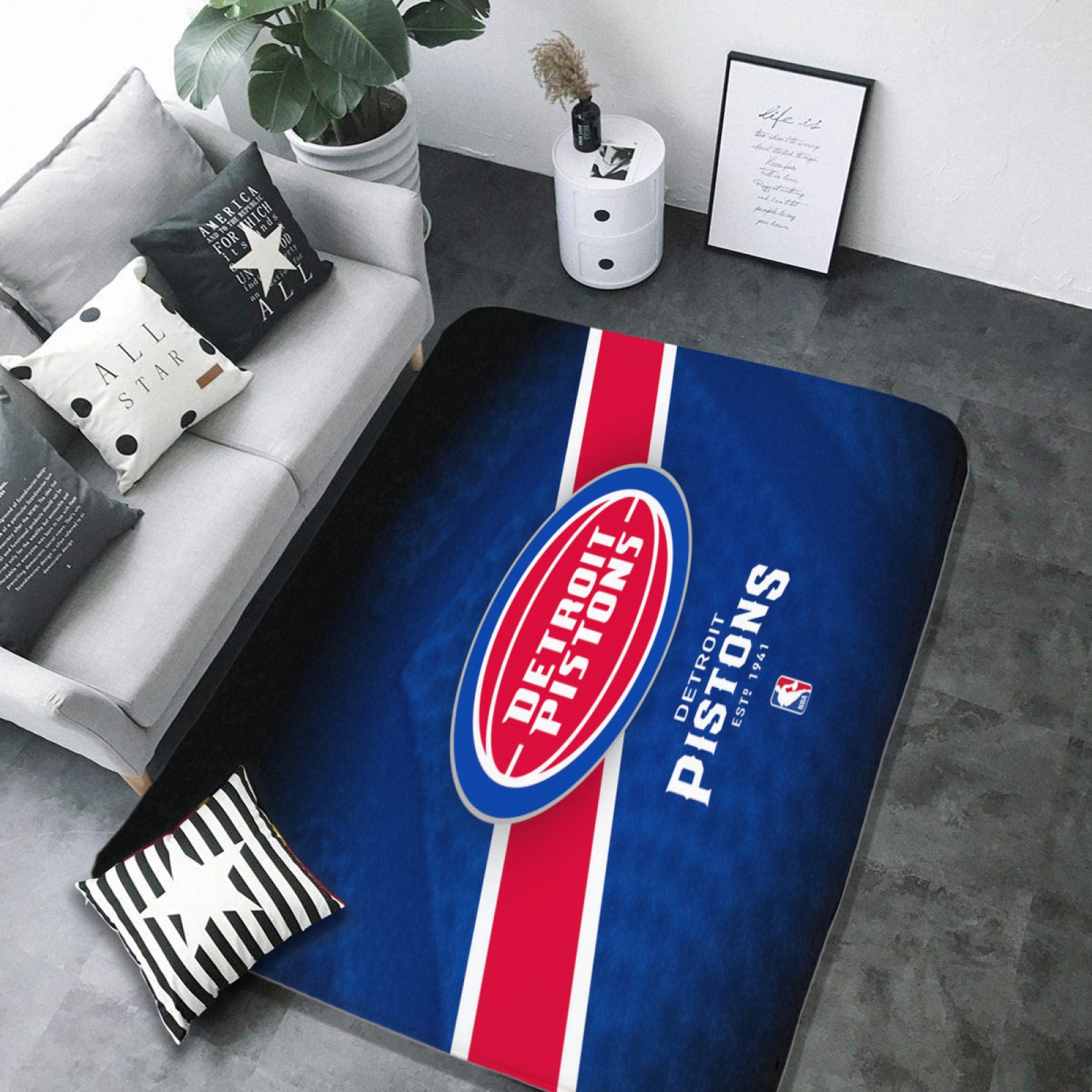 Detroit Basketball Pistons Carpet Living Room Bedroom Mats Kitchen Bathroom Rugs