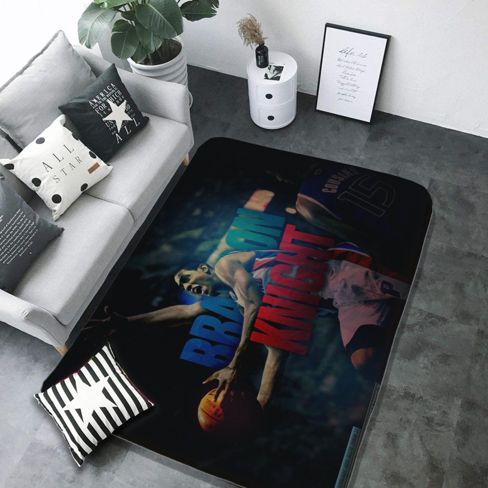 Detroit Basketball Pistons Carpet Living Room Bedroom Mats Kitchen Bathroom Rugs