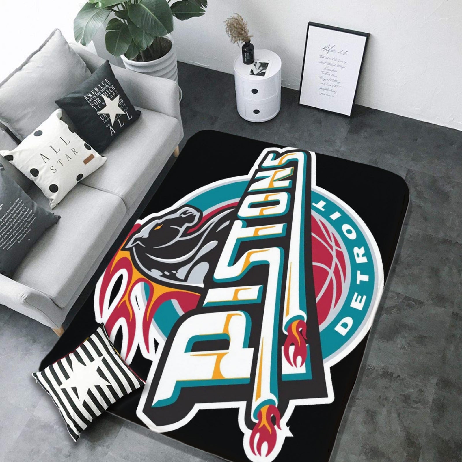 Detroit Basketball Pistons Carpet Living Room Bedroom Mats Kitchen Bathroom Rugs
