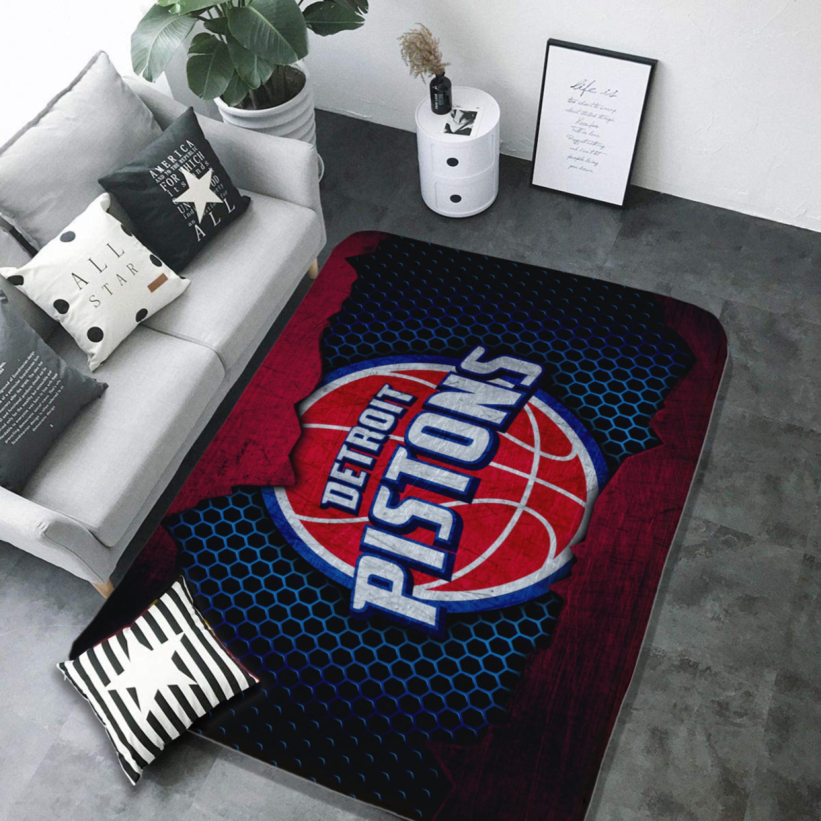 Detroit Basketball Pistons Carpet Living Room Bedroom Mats Kitchen Bathroom Rugs