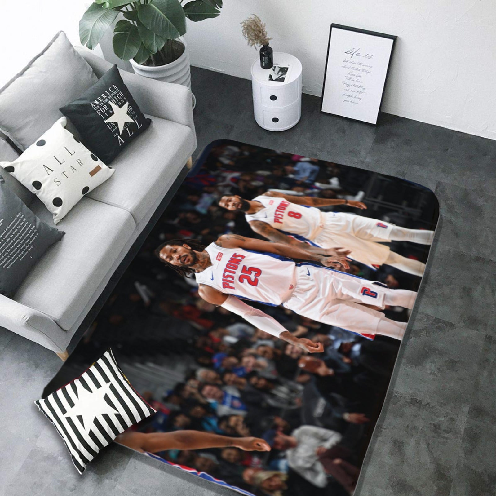 Detroit Basketball Pistons Carpet Living Room Bedroom Mats Kitchen Bathroom Rugs