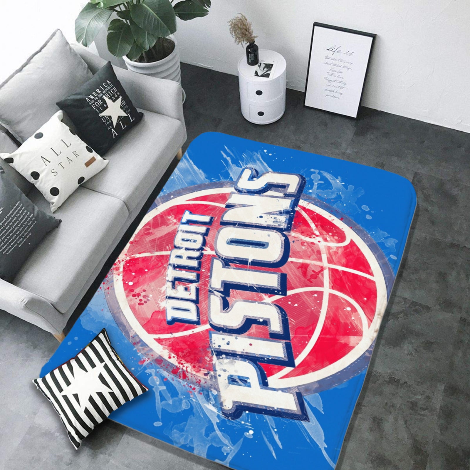 Detroit Basketball Pistons Carpet Living Room Bedroom Mats Kitchen Bathroom Rugs