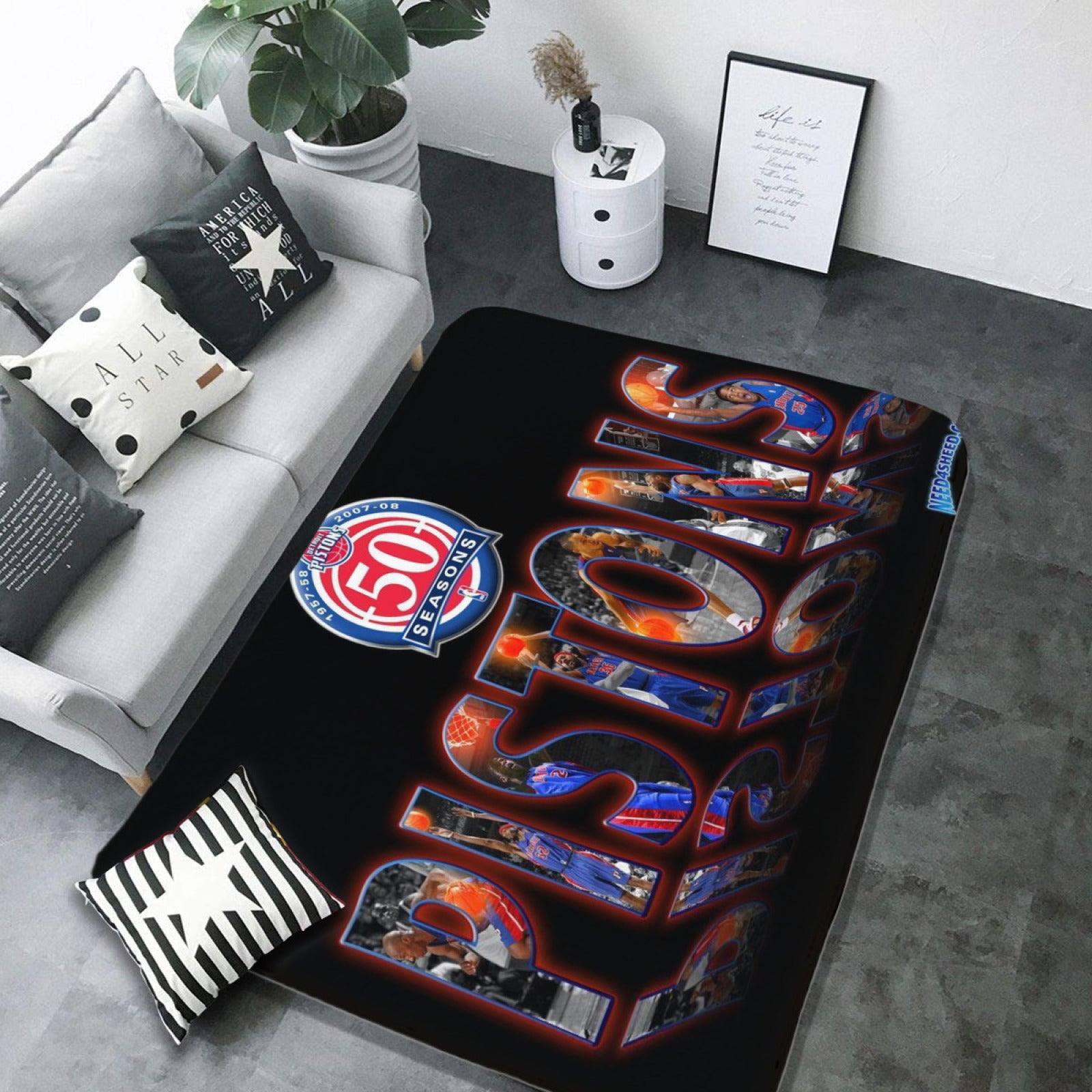 Detroit Basketball Pistons Carpet Living Room Bedroom Mats Kitchen Bathroom Rugs