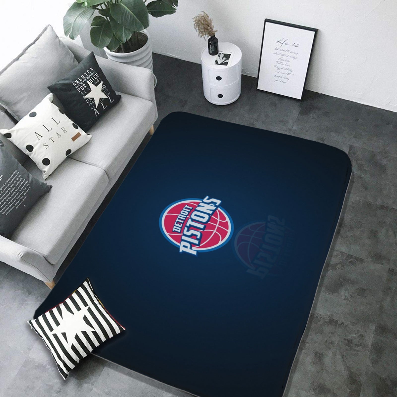 Detroit Basketball Pistons Carpet Living Room Bedroom Mats Kitchen Bathroom Rugs