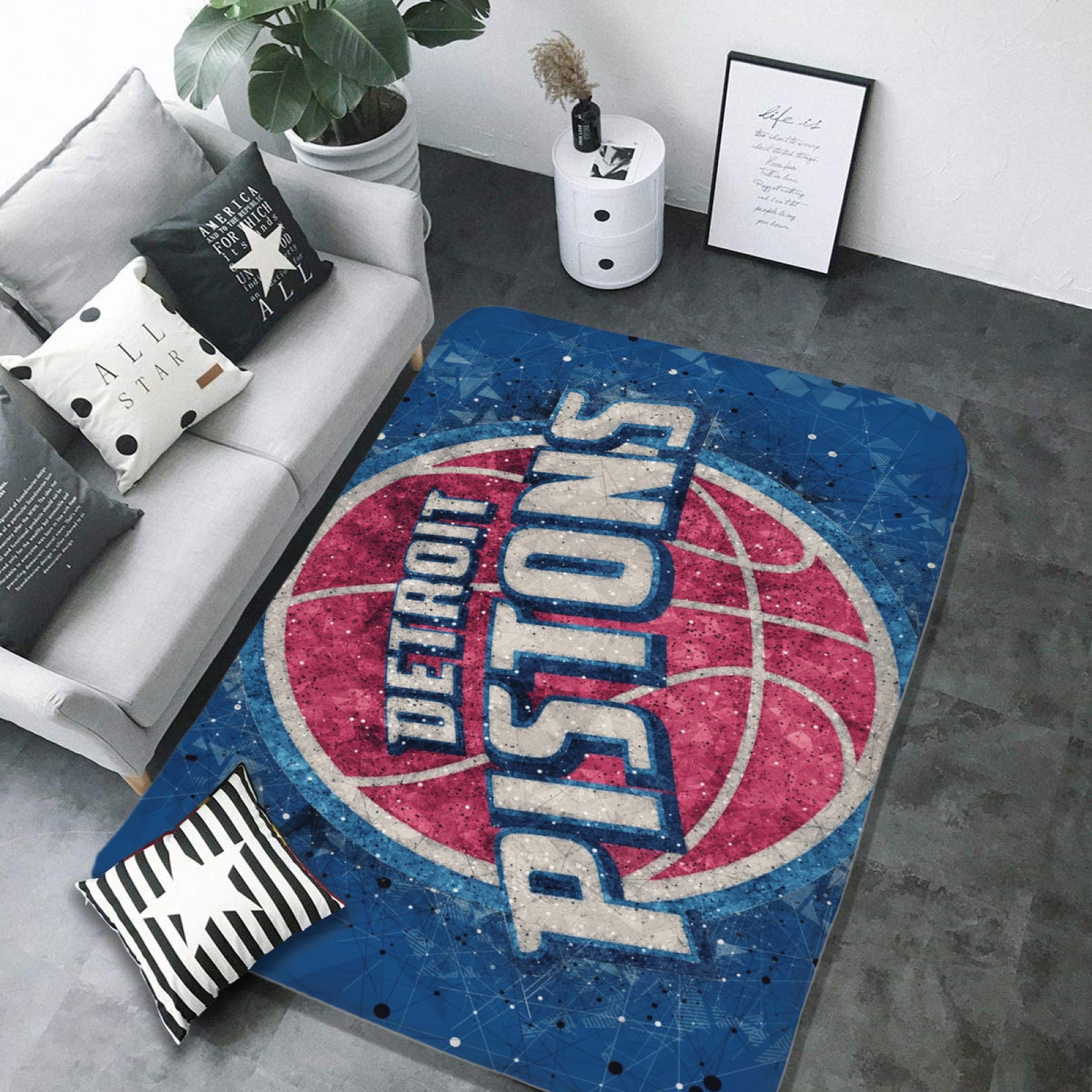 Detroit Basketball Pistons Carpet Living Room Bedroom Mats Kitchen Bathroom Rugs