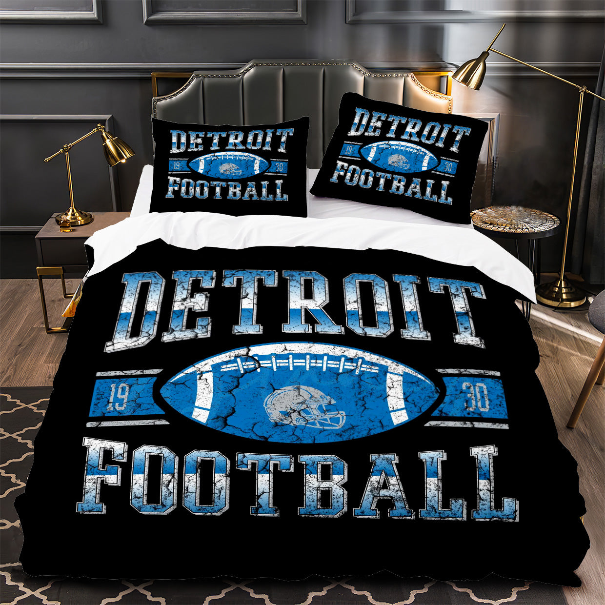 Detroit Lions Football Duvet Cover Quilt Case Pillowcase Bedding Set Without Filler