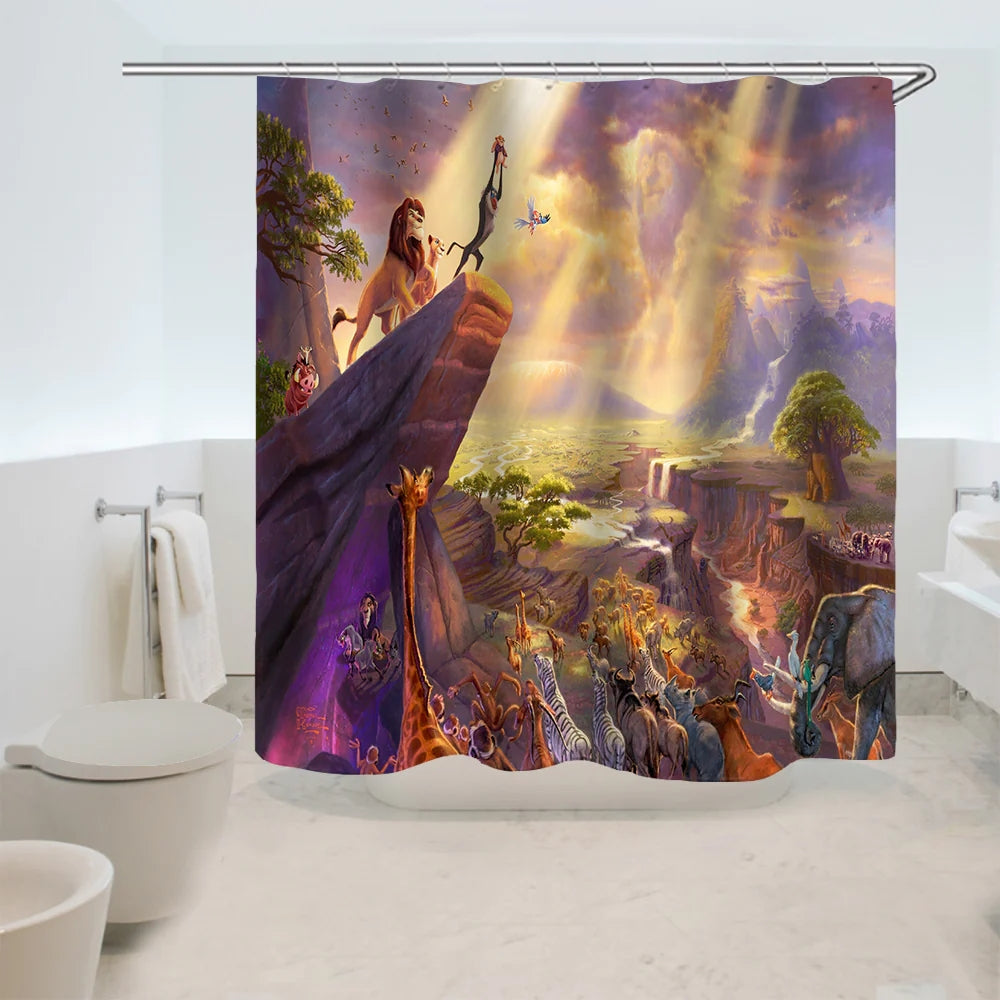 Disney The Lion King Simba Shower Curtain Waterproof Bath Curtains Bathroom Decor With Hooks