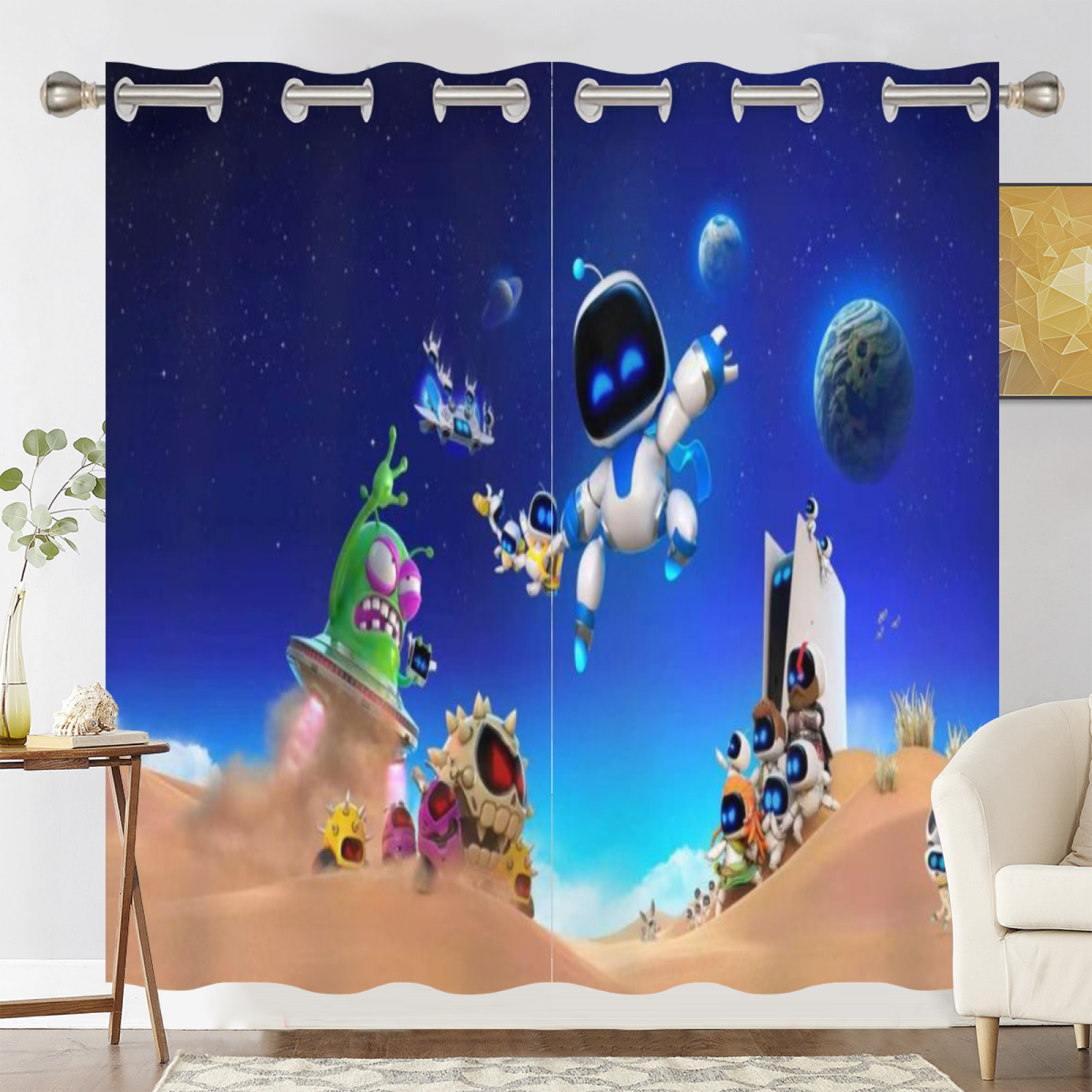 Astro Bot Blackout Curtains Drapes for Window Treatment Set