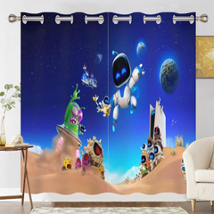 Astro Bot Blackout Curtains Drapes for Window Treatment Set