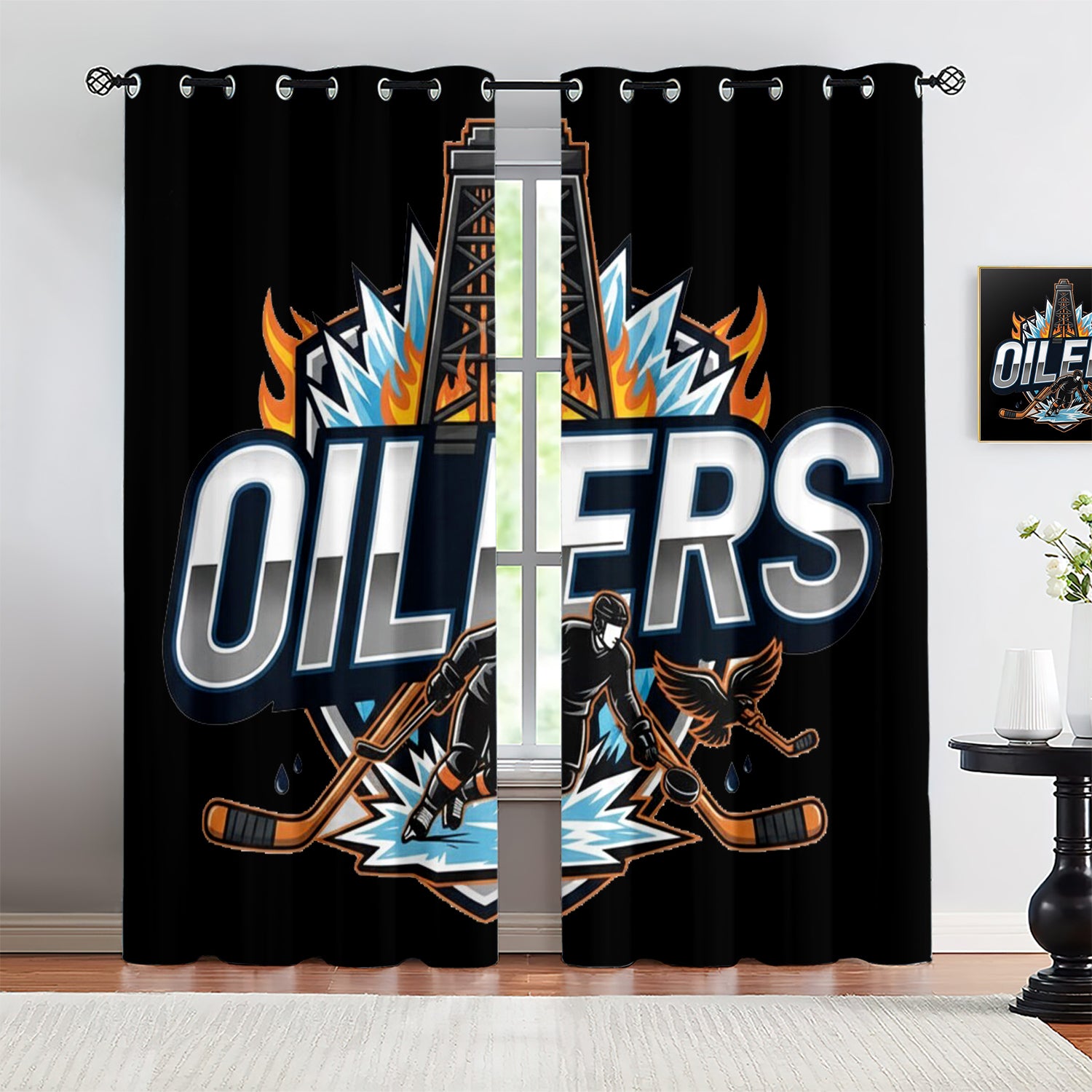 Edmonton Oilers Blackout Curtains Drapes For Window Treatment Set