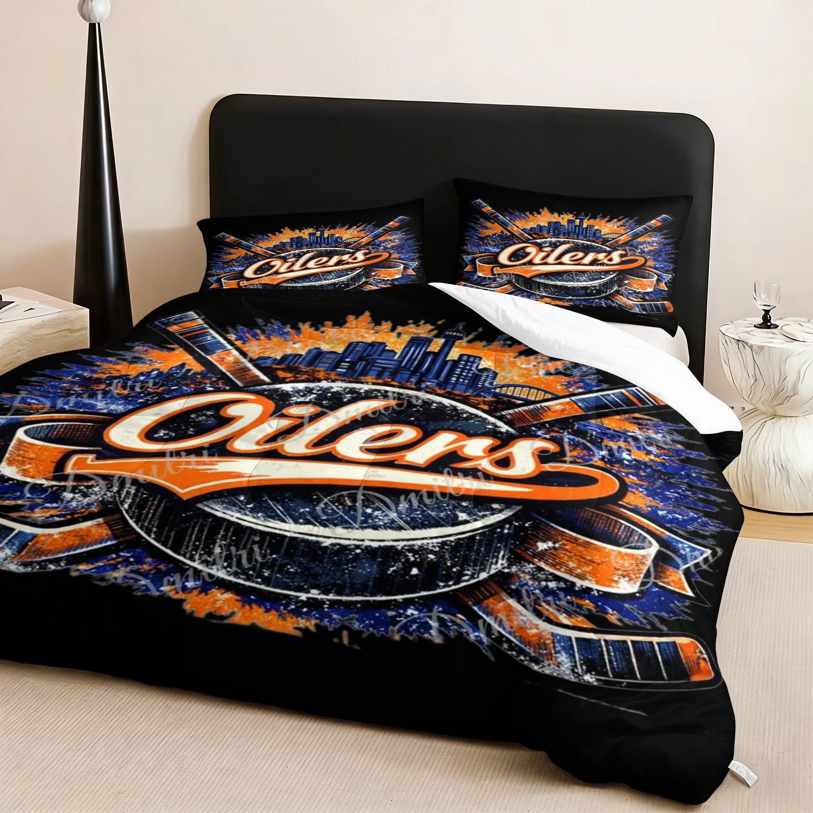 Edmonton Oilers Hockey League Comforter Pillowcase Sets Blanket All Season Reversible Quilted Duvet