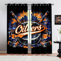 Edmonton Oilers Blackout Curtains Drapes For Window Treatment Set