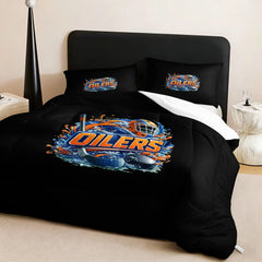 Edmonton Oilers Hockey League Comforter Pillowcase Sets Blanket All Season Reversible Quilted Duvet