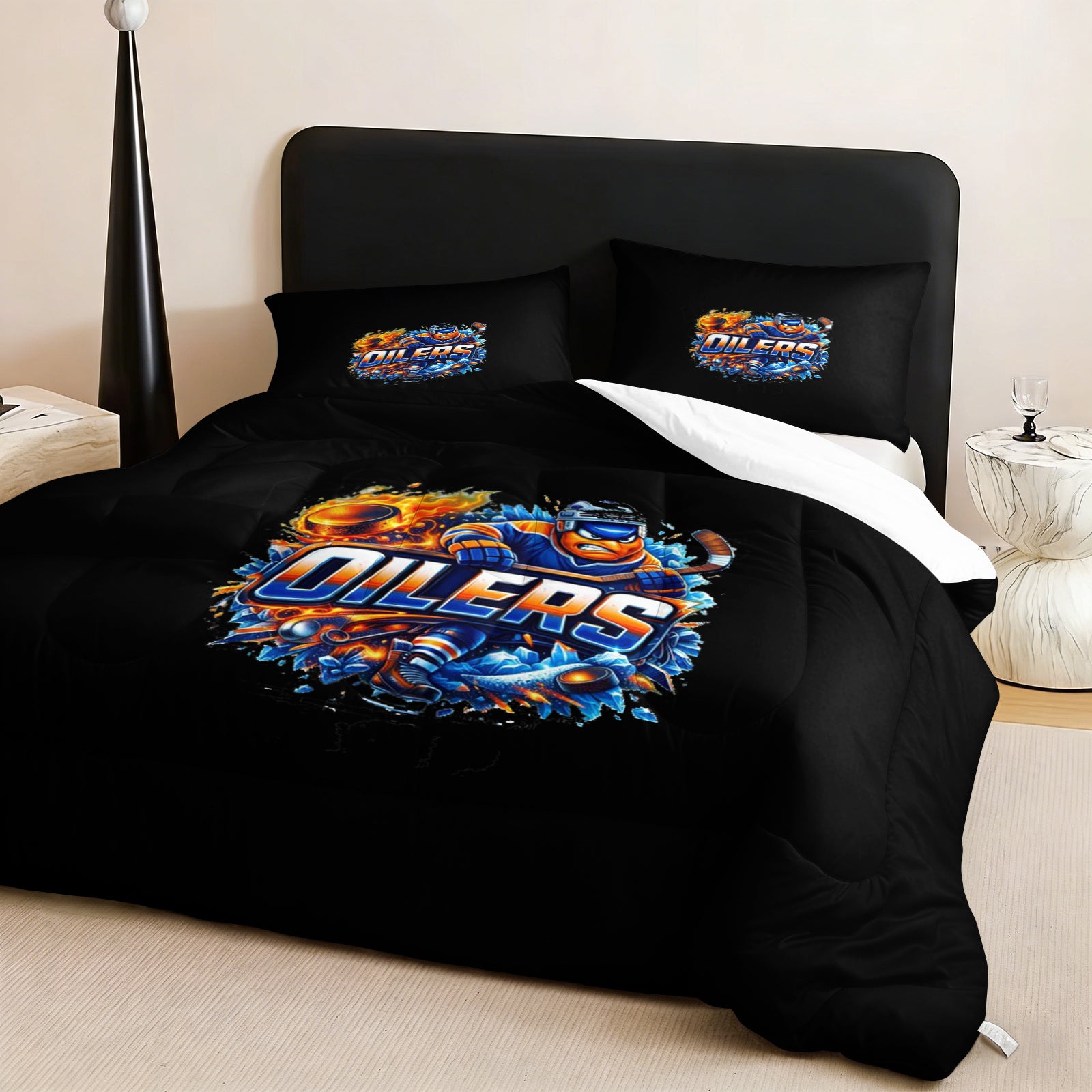 Edmonton Oilers Hockey League Comforter Pillowcase Sets Blanket All Season Reversible Quilted Duvet
