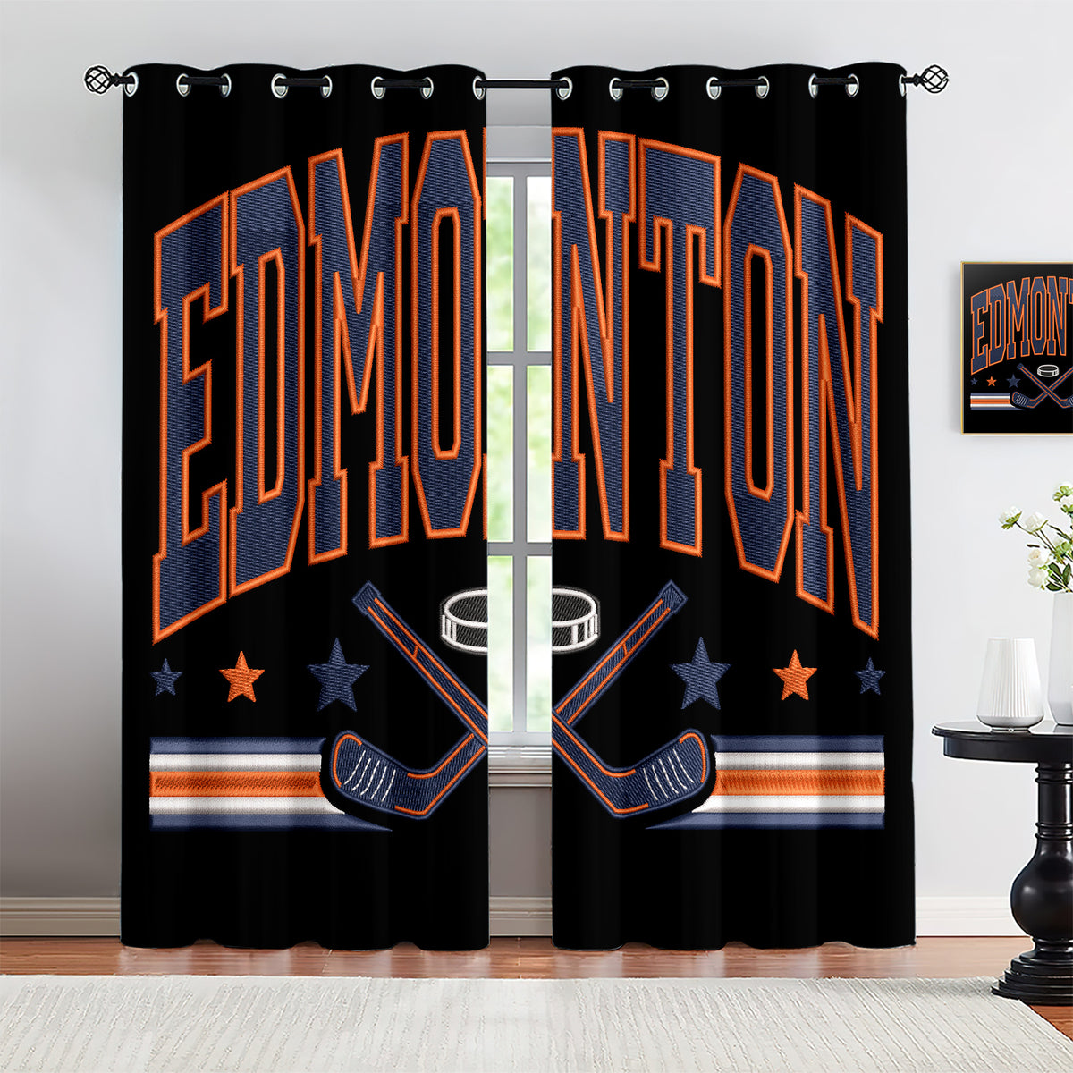 Edmonton Oilers Blackout Curtains Drapes For Window Treatment Set