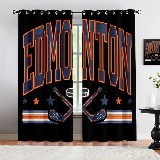 Edmonton Oilers Blackout Curtains Drapes For Window Treatment Set 1500