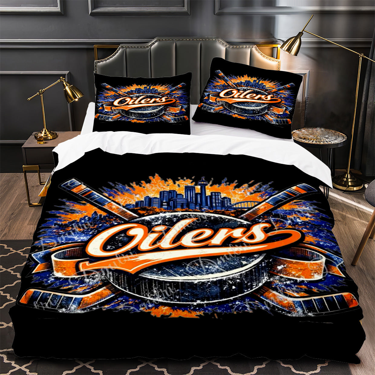Edmonton Oilers Hockey Duvet Cover Quilt Case Pillowcase Bedding Set Without Filler