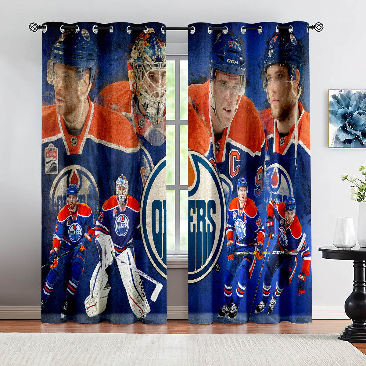 Edmonton Oilers  Hockey League Blackout Curtains Drapes For Window Treatment Set