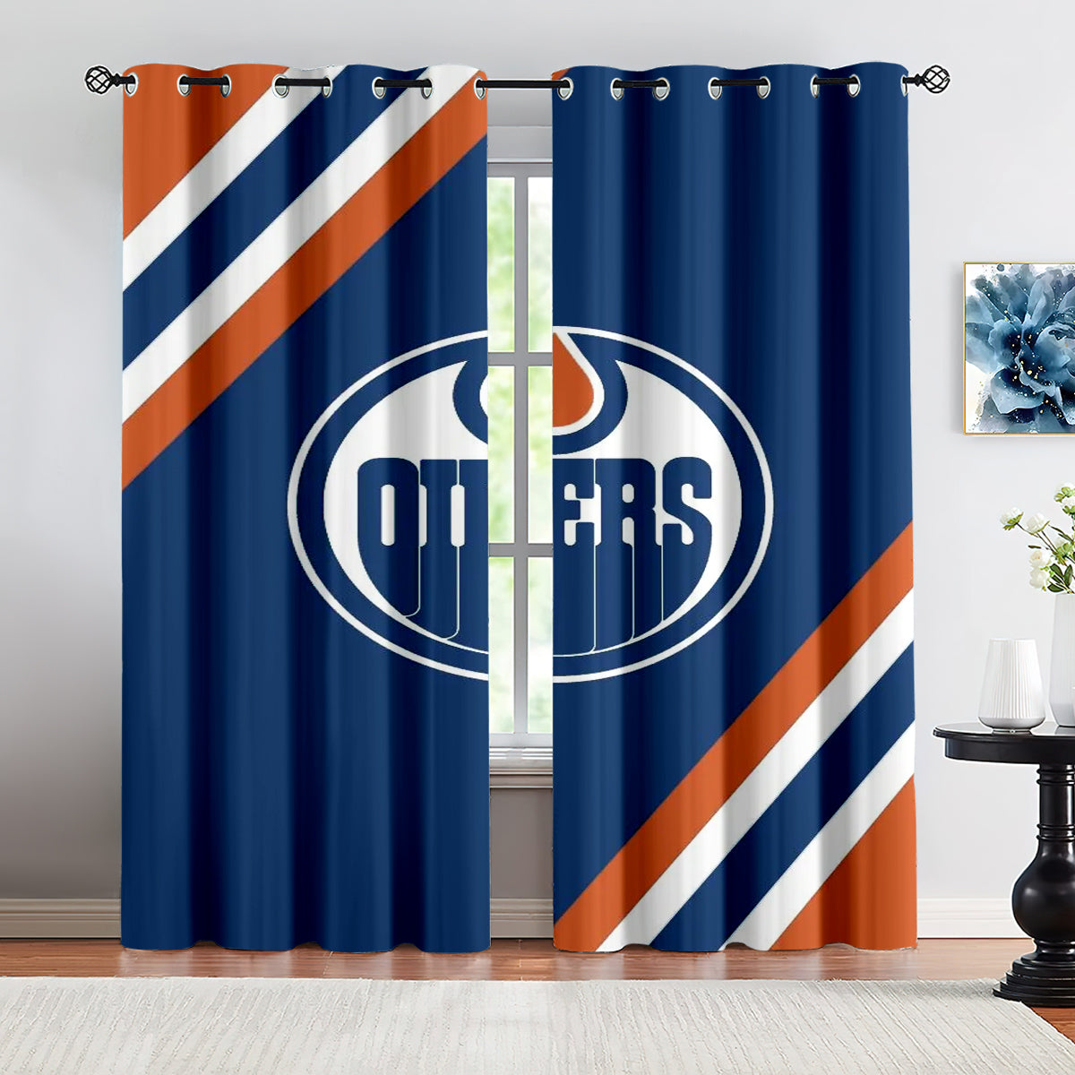 Edmonton Oilers  Hockey League Blackout Curtains Drapes For Window Treatment Set