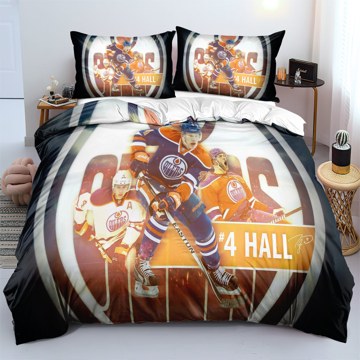 Edmonton Oilers Hockey League Duvet Cover Quilt Case Pillowcase Bedding Set