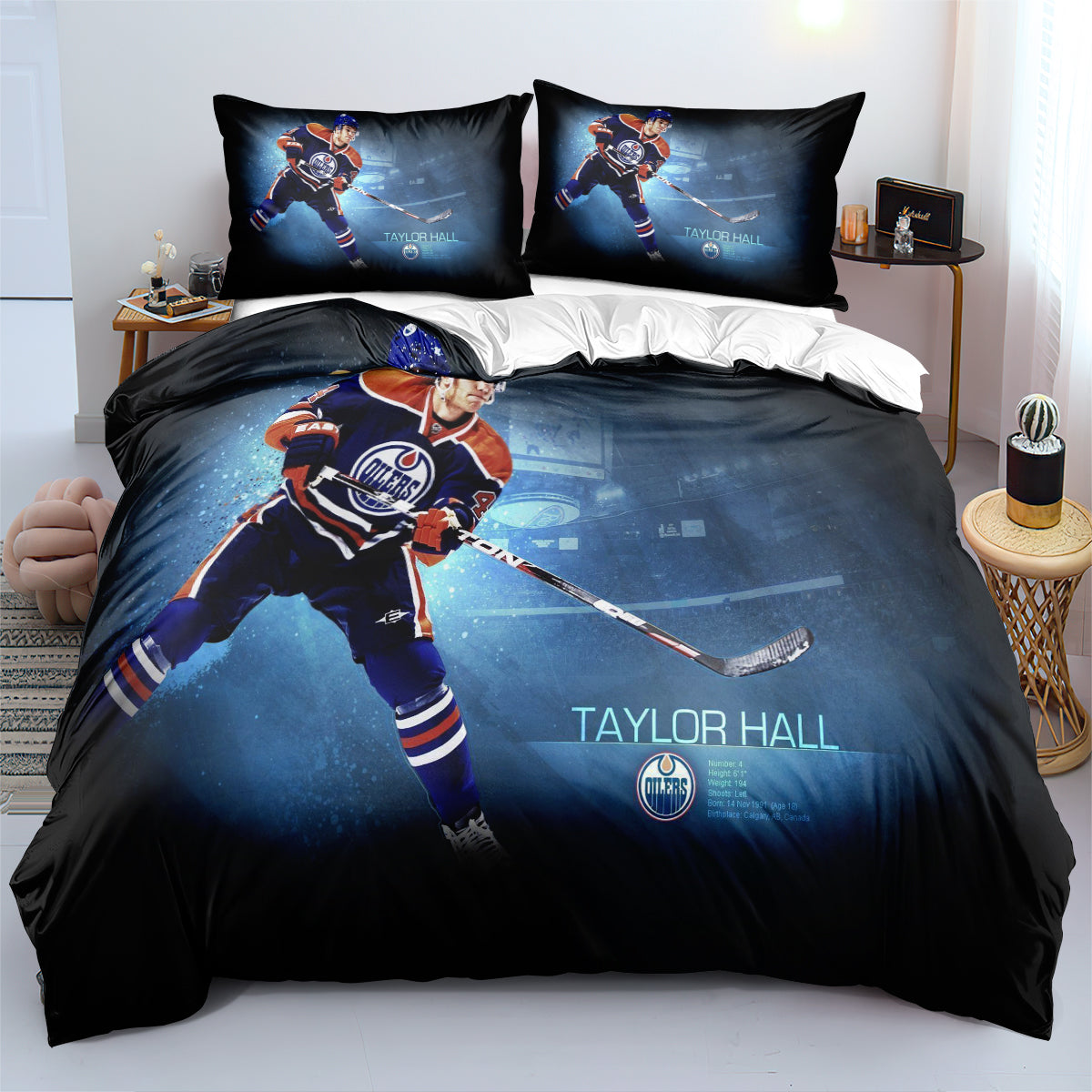 Edmonton Oilers Hockey League Duvet Cover Quilt Case Pillowcase Bedding Set