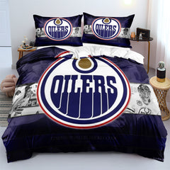 Edmonton Oilers Hockey League Duvet Cover Quilt Case Pillowcase Bedding Set