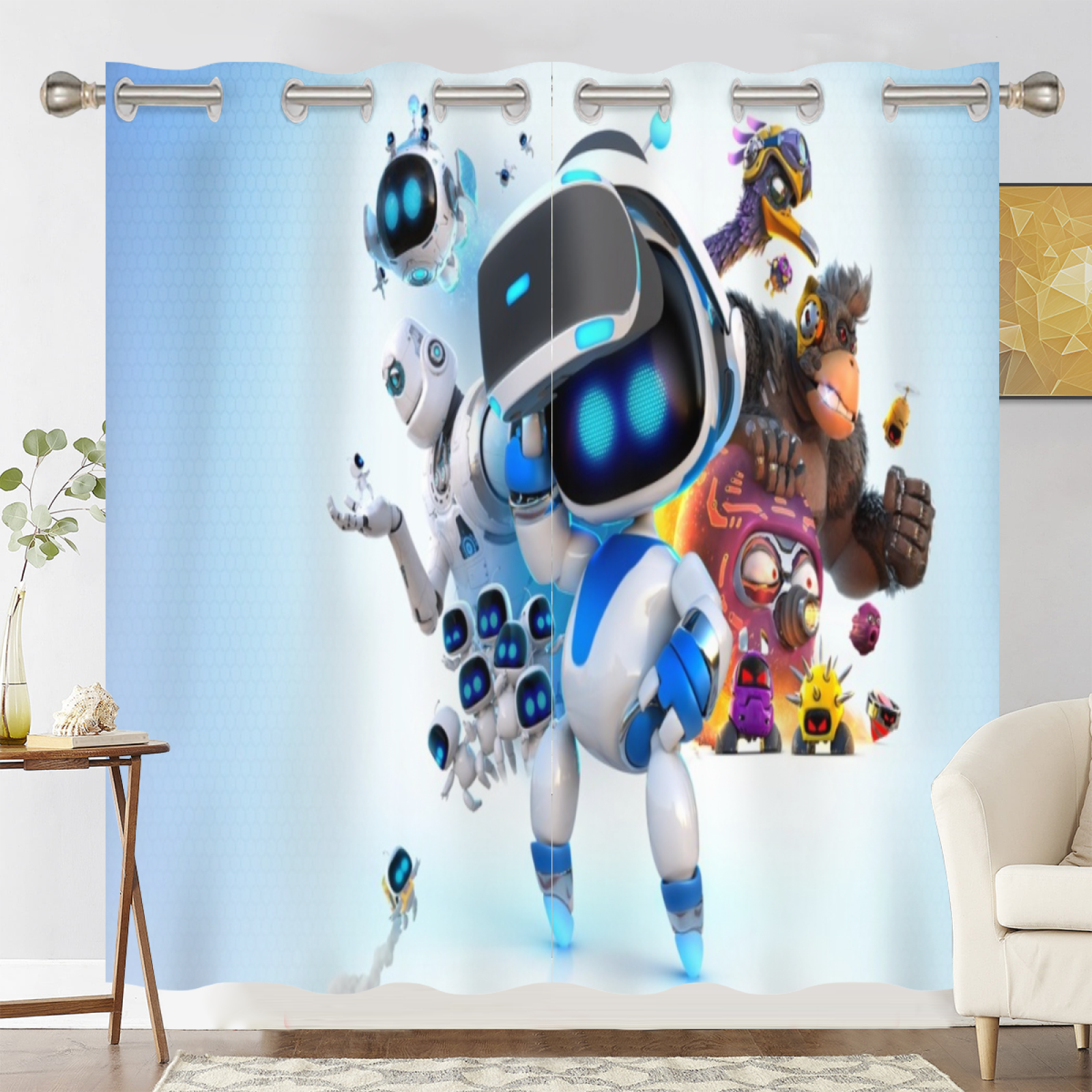 Astro Bot Blackout Curtains Drapes for Window Treatment Set