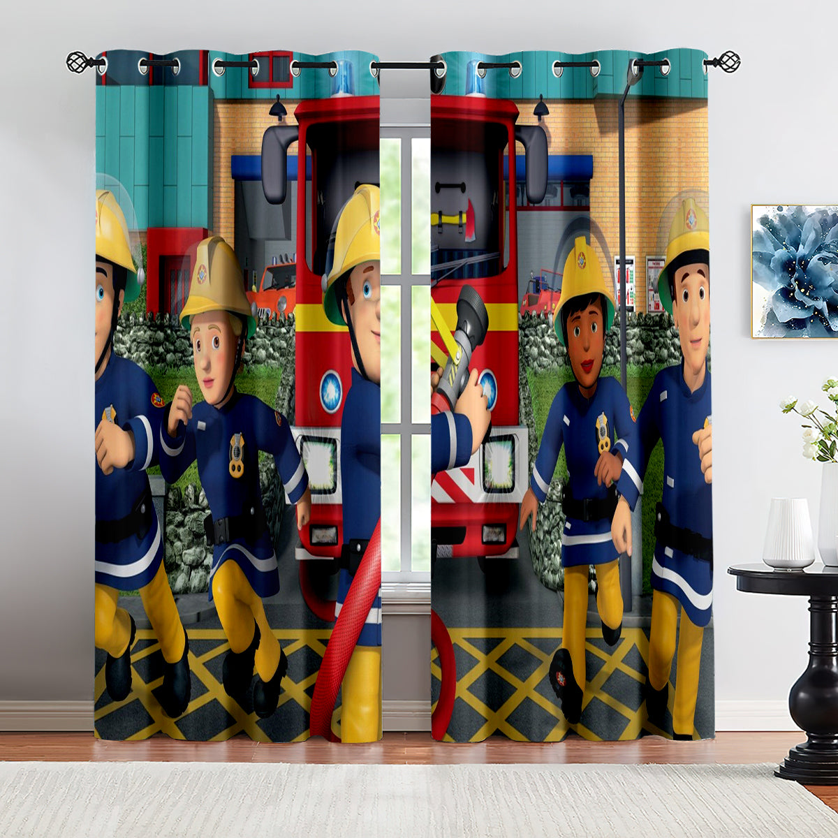 Fireman Sam Blackout Curtains Drapes For Window Treatment Set