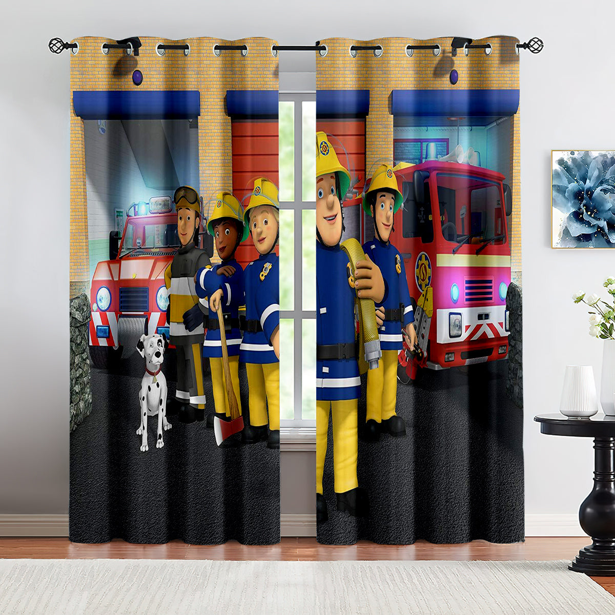 Fireman Sam Blackout Curtains Drapes For Window Treatment Set