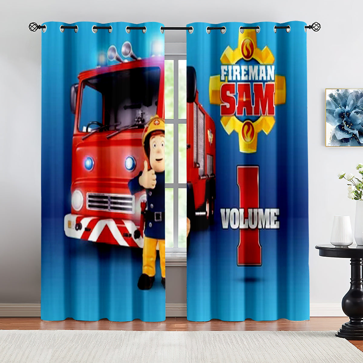 Fireman Sam Blackout Curtains Drapes For Window Treatment Set