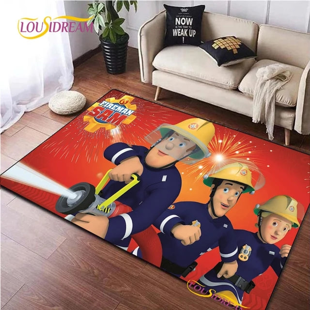 Fireman Sam Cartoon Cosplay Carpet Living Room Bedroom Sofa Rug Door Mat