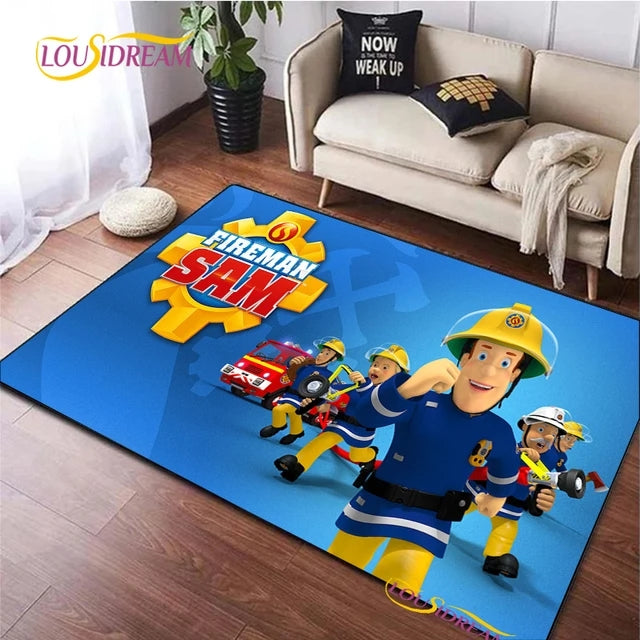 Fireman Sam Cartoon Cosplay Carpet Living Room Bedroom Sofa Rug Door Mat