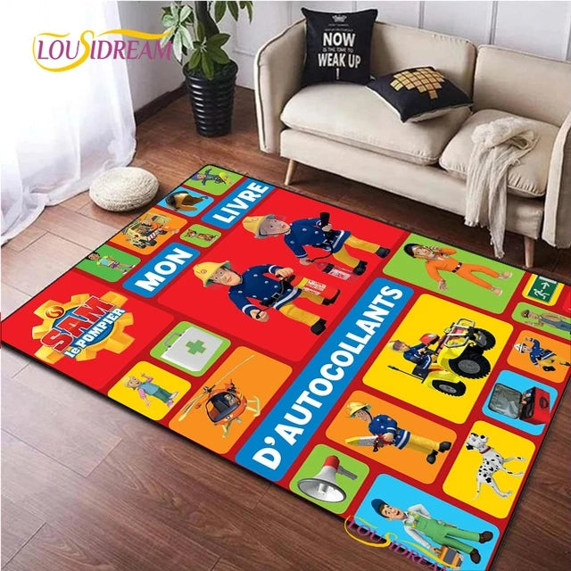 Fireman Sam Cartoon Cosplay Carpet Living Room Bedroom Sofa Rug Door Mat