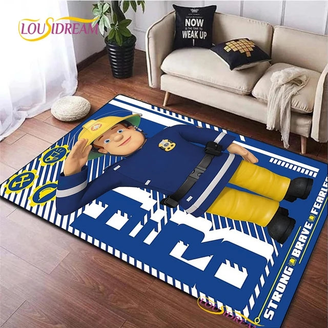 Fireman Sam Cartoon Cosplay Carpet Living Room Bedroom Sofa Rug Door Mat