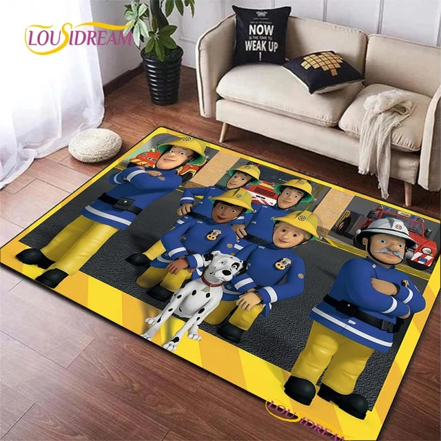 Fireman Sam Cartoon Cosplay Carpet Living Room Bedroom Sofa Rug Door Mat