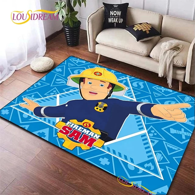 Fireman Sam Cartoon Cosplay Carpet Living Room Bedroom Sofa Rug Door Mat